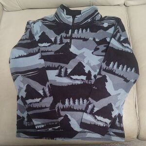 The Children's Place Boys' Blue and Black Mountain Print Half-Zip Pullover
